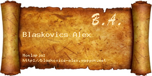Blaskovics Alex névjegykártya