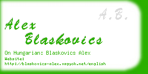 alex blaskovics business card